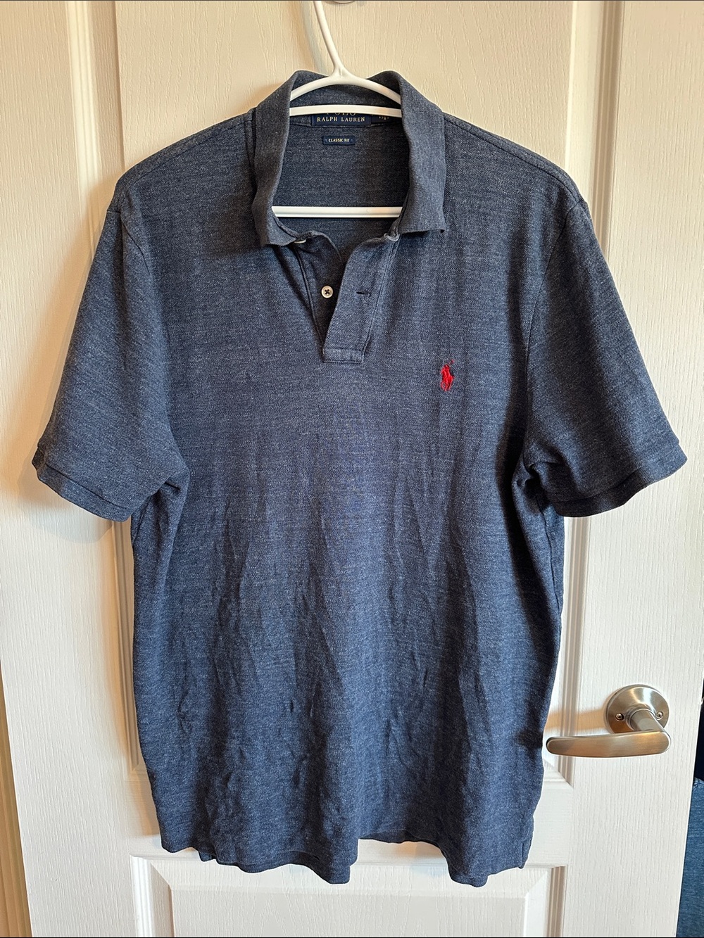 Blue Ralph Lauren Polo with red logo